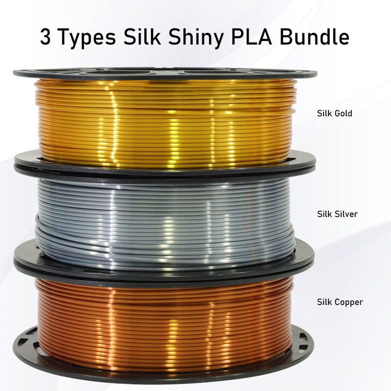 MIKA3D Shiny Silk Gold Silver Copper PLA Filament Bundle, 1.75mm 3D Printer Filament, Each Spool 0.5kg, 3 Spools Pack, with One 3D Printer Remove or Stick Tool MIKA3D - Image 5